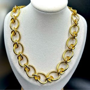 Vintage Signed Anne Klein Gold Tone Infinity Link Statement Necklace